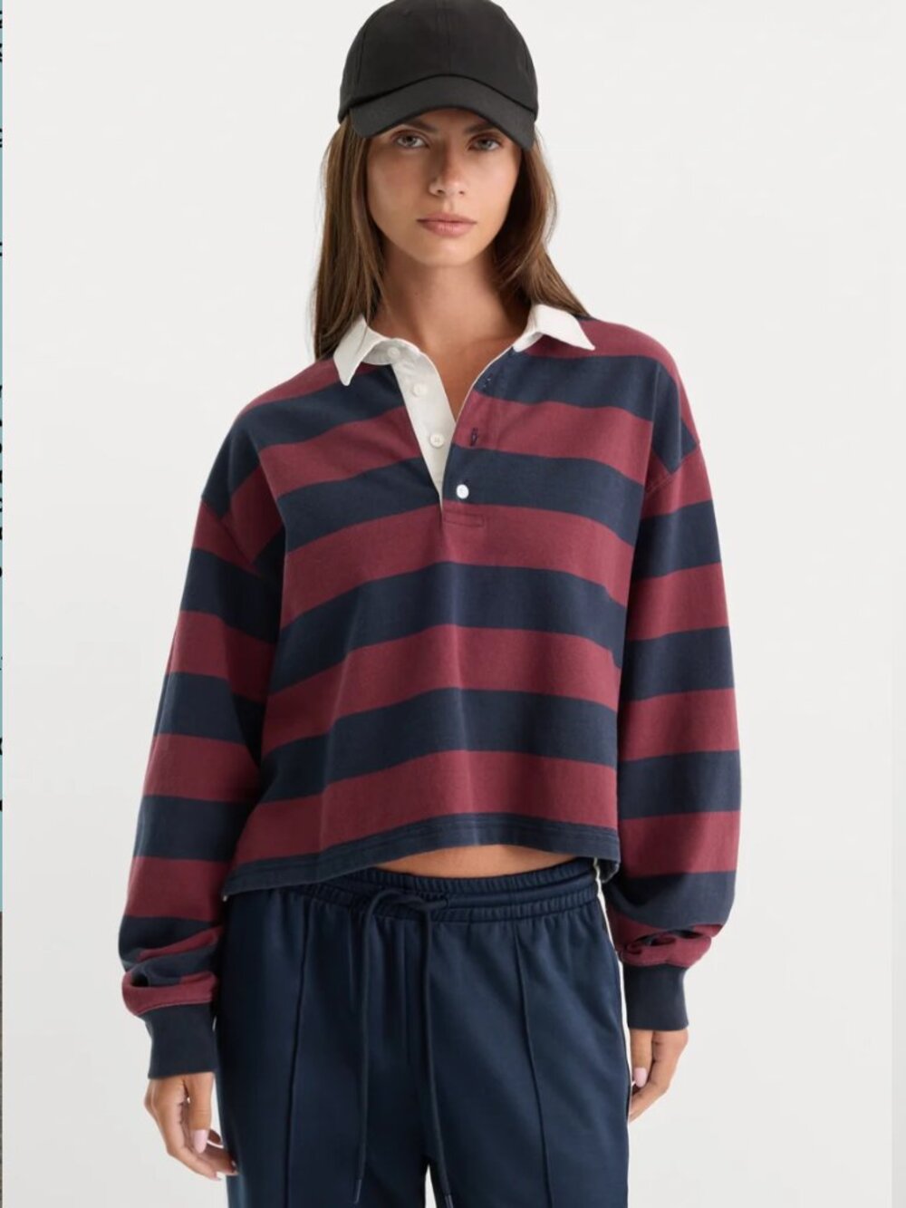NWT Good American the cropped rugby polo, sz M